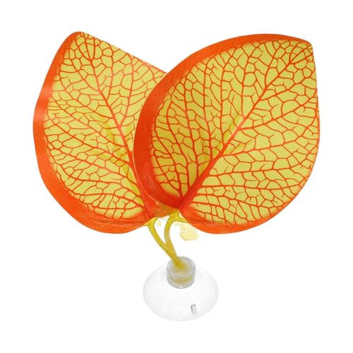 CAPASTEC Betta Fischblatt, natürliche Lebensraumsimulation für Betta Laichplätze, Betta Laichblätter, Ruhebeet, Doppelblätter, Orange Gelb von CAPASTEC