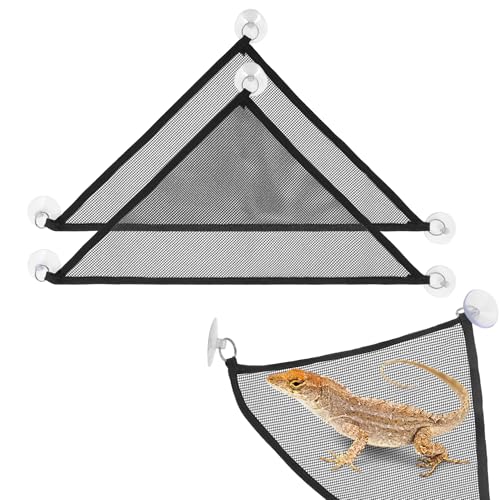 CAPASTEC Drachen-Eidechsen-Hängematte, atmungsaktive Netz-Reptilien-Hängematte, Eidechsenbett, Reptilien-Eidechsen-Hängematte für Anolen, Geckos, Schlangen, Chamäleon, 33 x 33 x 33 cm, Schwarz, 2 von CAPASTEC