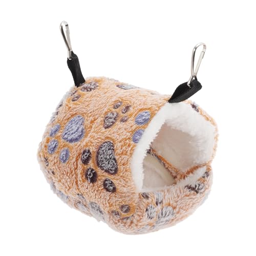 CAPASTEC Hamster Hängematte, Warme Hängematte Schlafbett mit Haken, Fußabdruckmuster Meerschweinchen Versteck Höhle Haus für Hamster Ratten Igel, 10x10x8cm, Braun von CAPASTEC