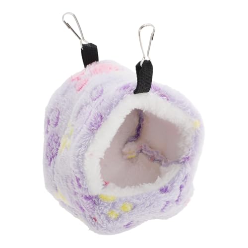 CAPASTEC Hamster Hängematte, Warme Hängematte Schlafbett mit Haken, Fußabdruckmuster Meerschweinchen Versteck Höhle Haus für Hamster Ratten Igel, 10x10x8cm, Lila von CAPASTEC