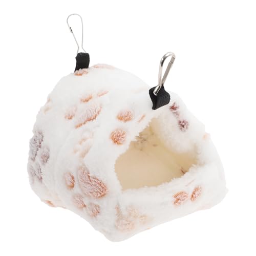 CAPASTEC Hamster Hängematte, Warme Hängematte Schlafbett mit Haken, Fußabdruckmuster Meerschweinchen Versteck Höhle Haus für Hamster Ratten Igel, 13x13x10cm, Weiß von CAPASTEC