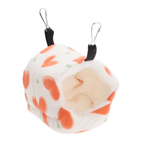 CAPASTEC Hamster Hängematte, Warme Hängematte Schlafbett mit Haken, Herz Muster Meerschweinchen Versteck Gemütliche Höhle Haus für Hamster Ratten Igel, 10x10x8cm, Orange von CAPASTEC