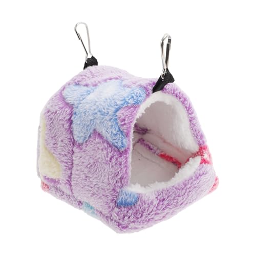 CAPASTEC Hamster Hängematte, Warme Hängematte Schlafbett mit Haken, Seestern Muster Meerschweinchen Versteck Höhle Haus für Hamster Ratten Igel, 10x10x8cm, Lila von CAPASTEC