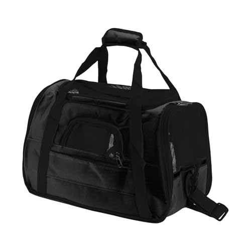 Haustier-Tragetasche, Transportbox für Haustiere mit herausnehmbarer Plüschmatte, Schwarz von CAPASTEC