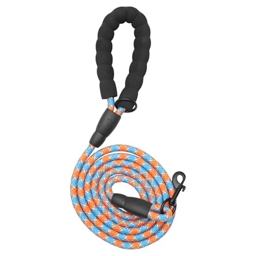 CAPASTEC Hundeleine Mit Bequemem Gepolstertem Griff Und Reflektierenden Fäden Für Kleine Mittelgroße Große Hunde Für Training Spaziergang Orange Blau 300cm x 10mm von CAPASTEC