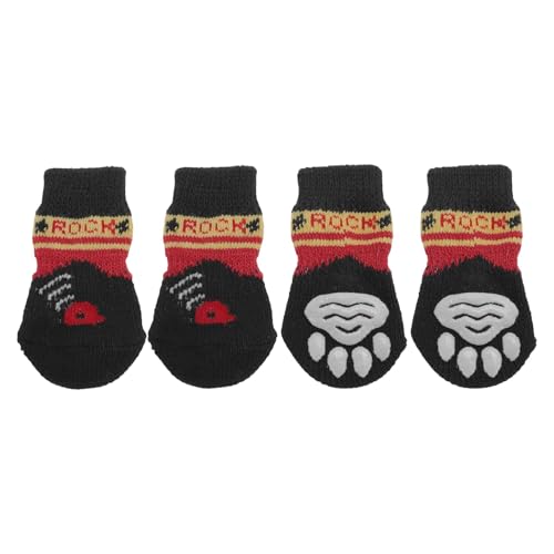 CAPASTEC Hundesocken Anti-Rutsch-Socken Für Hunde Und Katzen Haustier Socken Indoor Pfotenschutz Und Haftung Dank Silikon-Gel Für Hunde Und Katzen 1 Set (4 Stück) Schwarz Groß von CAPASTEC
