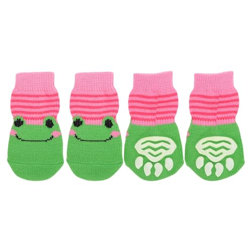 CAPASTEC Hundesocken rutschfest Froschmuster Socken Hund Katzen Haustier Innensocken Pfoten Schutz und Traktion Dank Silikongel für Hunde Katzen 1 Set (4 Stück) Klein von CAPASTEC