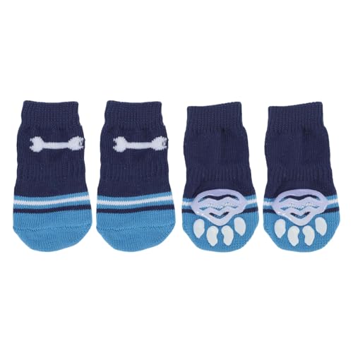 CAPASTEC Hundesocken rutschfest Knochenmuster Socken Hund Katzen Haustier Innensocken Pfoten Schutz und Traktion Dank Silikongel für Hunde Katzen 1 Set (4 Stück) Klein von CAPASTEC