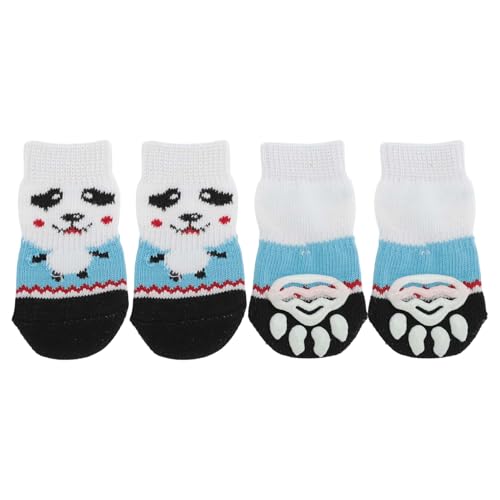 CAPASTEC Hundesocken rutschfest Panda-Muster Socken Hund Katzen Haustier Innensocken Pfoten Schutz und Traktion Dank Silikongel für Hunde Katzen 1 Set (4 Stück) Groß von CAPASTEC