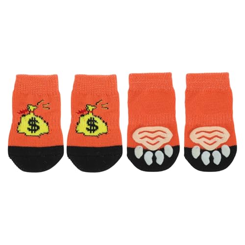 CAPASTEC Hundesocken rutschfest Pfotenmuster Socken Hund Katzen Haustier Innensocken Pfotenschutz und Traktion Dank Silikongel für Hunde Katzen 1 Set(4 Stück) Medium von CAPASTEC