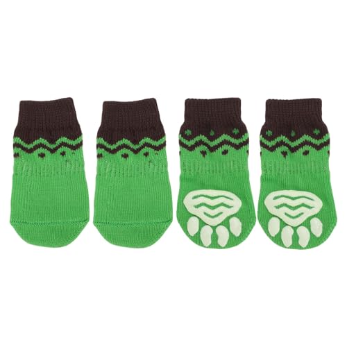 CAPASTEC Hundesocken rutschfest Schwarz Grün Socken Hund Katzen Haustier Indoor Socken Pfoten Schutz und Traktion Dank Silikongel für Hunde Katzen 1 Set(4 Stück) Medium von CAPASTEC