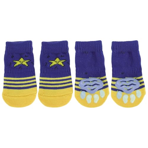 CAPASTEC Hundesocken rutschfest Sterne Muster Socken Hund Katzen Haustier Indoor Socken Pfoten Schutz und Traktion Dank Silikongel für Hunde Katzen 1 Set(4 Stück) Medium von CAPASTEC