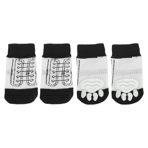 CAPASTEC Hundesocken rutschfeste Schuhmuster Socken Hund Katzen Haustier Innensocken Pfoten Schutz und Traktion Dank Silikongel für Hunde Katzen 1 Set (4 Stück) Groß von CAPASTEC