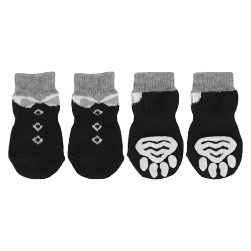 CAPASTEC Hundesocken rutschfestes Fliegenbinder-Muster Socken Hund Katzen Haustier-Innensocken Pfoten-Schutz und Traktion Dank Silikongel für Hunde Katzen 1 Set (4 Stück) Medium von CAPASTEC