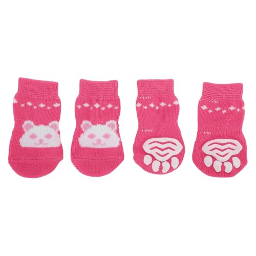 CAPASTEC Hundesocken rutschfestes Kaninchenmuster Socken Hund Katzen Haustier Innensocken Pfoten Schutz und Traktion Dank Silikongel für Hunde Katzen 1 Set(4 Stück) Klein von CAPASTEC