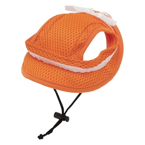 CAPASTEC Hundesonnenhut Verstellbare Baseballkappe mit Ohrlöchern Sommer Haustier Sonnenschirm Hut Outdoor Sport Sonnenschutz Sonnenhut für kleine Hunde Katzen, Groß, Orange von CAPASTEC