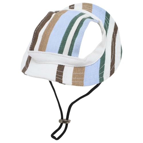 CAPASTEC Hundesonnenhut Verstellbare Baseballkappe mit Ohrlöchern Sommer Haustier Sonnenschutz Sonnenhut für kleine Hunde Katzen, Groß, Weiß Blau von CAPASTEC
