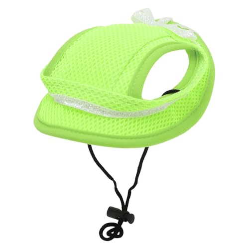 CAPASTEC Hundesonnenhut Verstellbare Baseballkappe mit Ohrlöchern Sommer Haustier Sonnenschutz Sonnenhut für kleine Hunde Katzen, L, Fluoreszierendes Grün von CAPASTEC