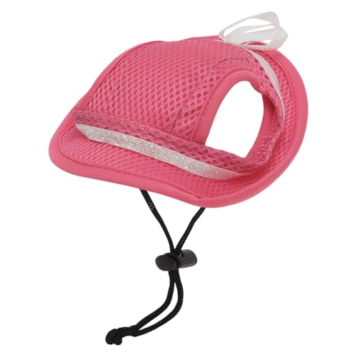 CAPASTEC Hundesonnenhut Verstellbare Baseballkappe mit Ohrlöchern Sommer Haustier Sonnenschutz Sonnenhut für kleine Hunde Katzen, klein, Rosarot von CAPASTEC