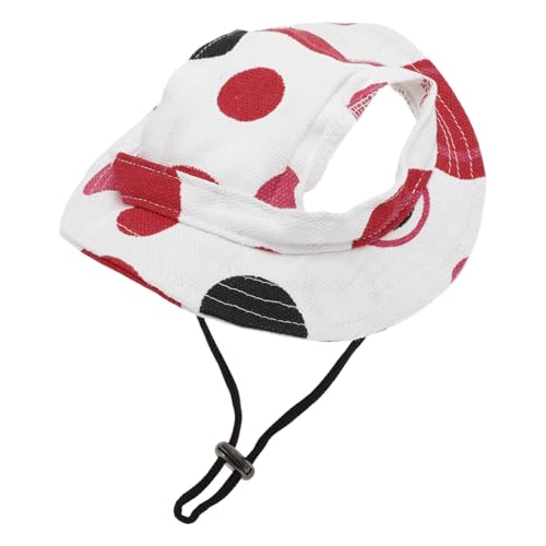 CAPASTEC Hundesonnenhut Verstellbare Baseballkappe mit Ohrlöchern Sommer Haustier Sonnenschutz Sonnenhut für kleine Hunde Katzen, klein, Weiß Rot von CAPASTEC