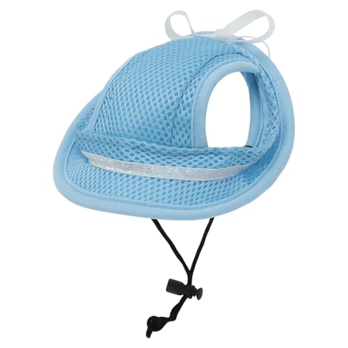 CAPASTEC Hundesonnenhut Verstellbare Baseballkappe mit Ohrlöchern Sommer Haustier Sonnenschutzkappe Outdoor Sport Sonnenhut für kleine Hunde Welpen Katzen, Klein, Blau von CAPASTEC