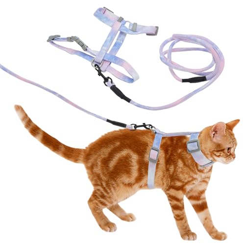 CAPASTEC Katzen-Geschirr und Leine Set,Brustgeschirr Ausbruchsicheres Katzen-Geschirr für große und kleine Katzen, Leichtes Haustier-Geschirr für Reisen und Spaziergänge, Klein, Lila von CAPASTEC