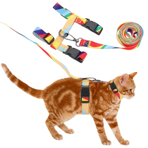 CAPASTEC Katzen-Geschirr und Leine Set,Brustgeschirr Ausbruchsicheres Katzen-Geschirr für große und kleine Katzen, Leichtes Weiches Haustier-Geschirr für Reisen und Spaziergänge, Orange von CAPASTEC