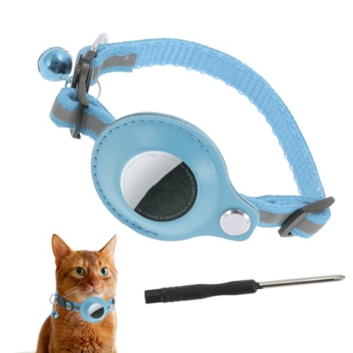 CAPASTEC Katzenhalsband, reflektierendes Kätzchenhalsband, Polyester-Katzenhalsband mit Halter für Airtag und Glocke, verstellbares Halsband für Katzen und Welpen, 22-23cm, Blau CAPASTEC Katzenhalsband, reflektierendes Kätzchenhalsband, Polyester-Katzenhalsband mit Halter für Airtag und Glocke, verstellbares Halsband für Katzen und Welpen, 22-23cm, Blau von CAPASTEC