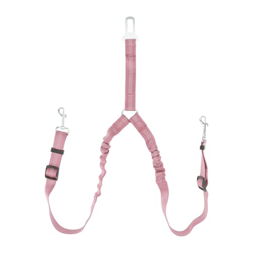 CAPASTEC Nylon Doppel-Haustier-Autositz-Kopfstützen-Rückhaltesicherheitsgurt für Hunde,Hundegeschirr Brustgeschirr Pink von CAPASTEC
