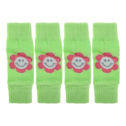 CAPASTEC Pack of 4 Hundebeinwärmer Winter Weiche Warme Gestrickte Hundebeinsocken Hundebeinschoner Gelenkschutz Geeignet Für Kleine Hunde Kitten Welpen Mittel Grün Sonnenblume von CAPASTEC