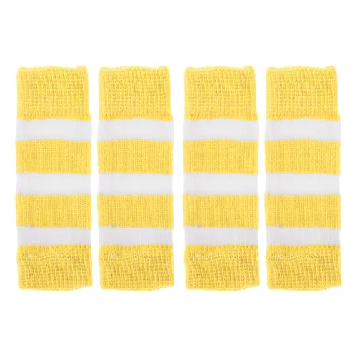 CAPASTEC Packung Mit 4 Hundebeinwärmern Winter Weiche Warme Gestrickte Hundebeinsocken Hundebeinschoner Gelenkschutz Geeignet Für Kleine Hunde Kätzchen Welpen Groß Gelb Weiß von CAPASTEC