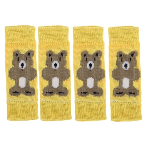 CAPASTEC Packung Mit 4 Hundebeinwärmern Winter Weiche Warme Gestrickte Hundebeinsocken Hundebeinschoner Gelenkschutz Geeignet Für Kleine Hunde Kätzchen Welpen Mittel Gelb Bär von CAPASTEC