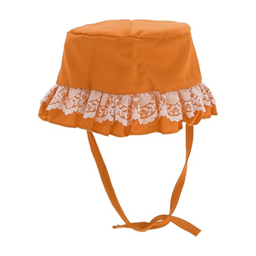 CAPASTEC Pet Bucket Hat für Hund Katze Verstellbar mit Spitzenbesatz Haustier Sonnenvisier Haustier Sonnenhaube Sonnenkappe für Kleintier, Klein, Orange von CAPASTEC