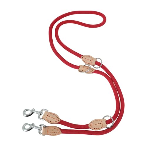 CAPASTEC Verstellbare Hundeleine, Robuste Nylon-Schulterleine Für Mittelgroße Bis Große Hunde, Doppelleine Mit 2 Karabinern, Multifunktionale Leine, Rot CAPASTEC Verstellbare Hundeleine, Robuste Nylon-Schulterleine Für Mittelgroße Bis Große Hunde, Doppelleine Mit 2 Karabinern, Multifunktionale Leine, Rot von CAPASTEC