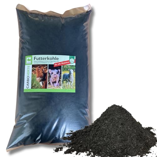 7 kg CarboVerte Futterkohle für Pferde, Rinder, Schweine und Geflügel, nach GMP+ FSA gesichert, 100% pflanzliche Kohle, staubfrei von Carbo Verte