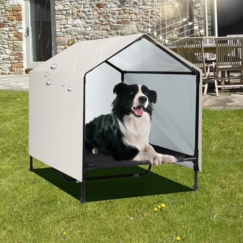 CAREDPETS Hundehütte für drinnen und draußen, erhöhtes Hundebett mit Baldachin für mittelgroße und große Hunde, erhöhtes Hundebett, wasserdicht und sonnenfest, Schattenschutz, Zelt (76,2 x 63,5 cm) CAREDPETS Hundehütte für drinnen und draußen, erhöhtes Hundebett mit Baldachin für mittelgroße und große Hunde, erhöhtes Hundebett, wasserdicht und sonnenfest, Schattenschutz, Zelt (76,2 x 63,5 cm) von CAREDPETS