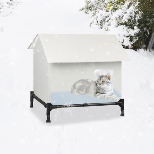 Isoliertes Katzenhaus für den Außenbereich, wetterfest für den Winter, erhöhtes Betthaus für draußen wilde, streunende Katzen, Gemeinschaftskatzen und kleine Hunde, faltbar, wasserdicht, Katzenhaus Isoliertes Katzenhaus für den Außenbereich, wetterfest für den Winter, erhöhtes Betthaus für draußen wilde, streunende Katzen, Gemeinschaftskatzen und kleine Hunde, faltbar, wasserdicht, Katzenhaus von CAREDPETS