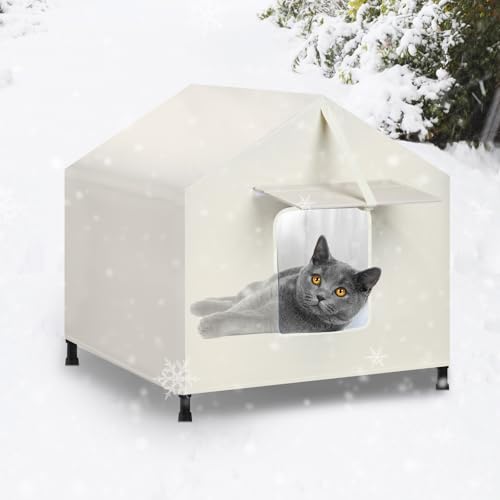Isoliertes Katzenhaus für den Außenbereich, wetterfest für den Winter, mit Markise und Fluchttür, wasserdicht, erhöhtes Bett, Unterschlupf für draußen, wilde, streunende Scheune, Gemeinschaftskatze, Isoliertes Katzenhaus für den Außenbereich, wetterfest für den Winter, mit Markise und Fluchttür, wasserdicht, erhöhtes Bett, Unterschlupf für draußen, wilde, streunende Scheune, Gemeinschaftskatze, von CAREDPETS