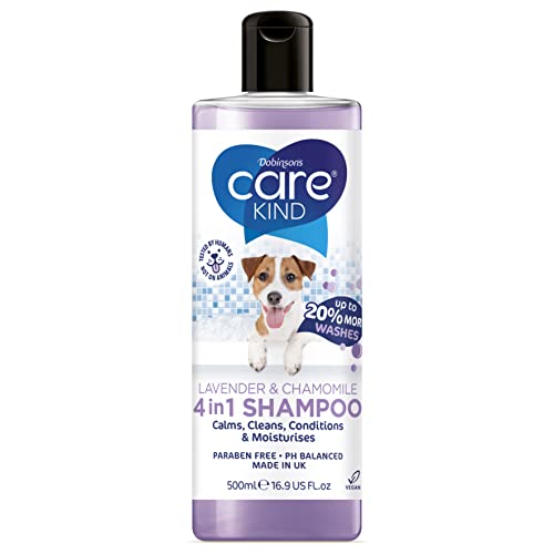CAREKIND Hundeshampoo, 4-in-1, Lavendel- und Kamille-Hunde-Shampoo für stinkende Hunde mit Duft, bestes Welpen-Shampoo, professionelle Pflege, veganes Haustier (250 ml Lavendel & Kamille) von CAREKIND