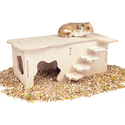 CAREUPET Hamster Holzhäuser mit Treppen, Hamsterversteck Mehrkammerraum für Hamster Syrische Mäuse Rennmäuse Maus Zwerg von CAREUPET