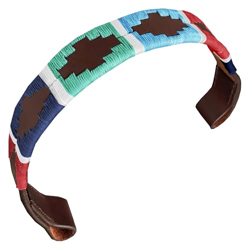 Carlos Diaz Designer-Zaumzeug aus echtem Leder, gewachst, bestickt, Gaucho-Polo-Pferde-Zaumzeug, Stirnriemen (Pferd) 40,6 cm von CARLOS DIAZ
