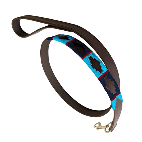 Carlos Diaz Echtes Leder gewachst Premium Bestickt Polo Hundeleine von CARLOS DIAZ