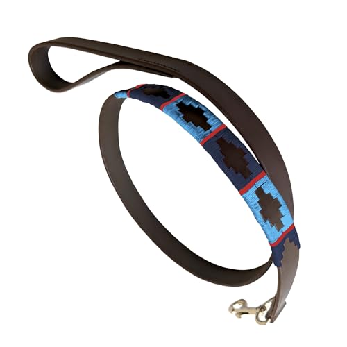Carlos Diaz Echtes Leder gewachst Premium Bestickt Polo Hundeleine von CARLOS DIAZ