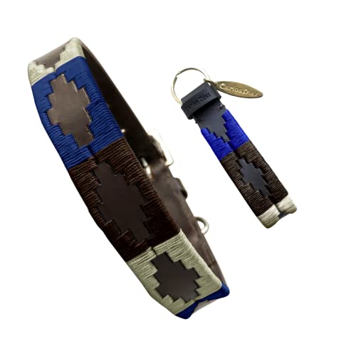 Carlos Diaz Echtes Leder gewachstes Premium-Polo-Hundehalsband mit Stickerei L von CARLOS DIAZ