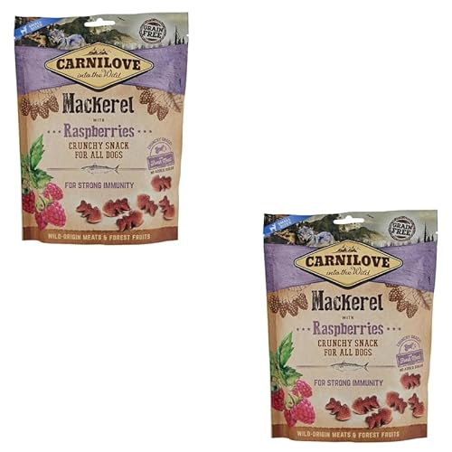 Carnilove Crunchy Mackerel with Raspberrie | Doppelpack | 2 x 200 g | Snack für Hunde | Mit frischem Fleisch | Getreide- und Kartoffelfrei | Mit hochwertigen Omega-3-Fettsäuren von CARNILOVE