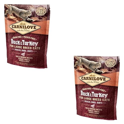 Carnilove Katze Adult Duck & Turkey | Doppelpack | 2 x 400 g | Alleinfuttermittel für ausgewachsene Katzen großer Rassen | Enthält hochwertige Proteine | Ohne Getreide von CARNILOVE