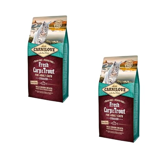 Carnilove Katze Adult Fresh Carp + Trout | Doppelpack | 2 x 400 g | Alleinfuttermittel für Katzen | Getreidefreies Futter mit frischem Fleisch für sterilisierte Katzen von CARNILOVE