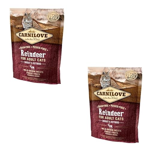 Carnilove Katze Adult Reindeer | Doppelpack | 2 x 400 g | Alleinfuttermittel für ausgewachsene Katzen | Enthält hochwertige Proteine und Vitamine | Ohne Getreide & Kartoffeln von CARNILOVE