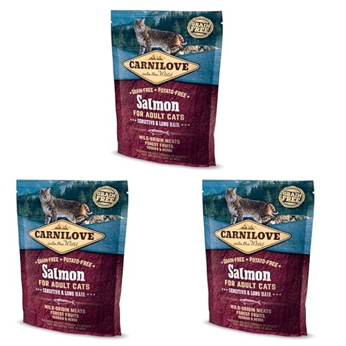 Carnilove Katze Adult Salmon | 3er Pack | 3 x 400 g | Alleinfuttermittel für ausgewachsene Katzen | Für eine empfindliche Verdauung | Ohne Getreide & Kartoffeln von CARNILOVE