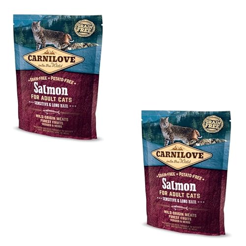 CARNILOVE Katze Adult Salmon | Doppelpack | 2 x 400 g | Alleinfuttermittel für ausgewachsene Katzen | Für eine empfindliche Verdauung | Ohne Getreide & Kartoffeln von CARNILOVE